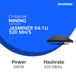 ETHEREUM Mining Contract Jasminer X4-1U Miner 520 MH/s 2